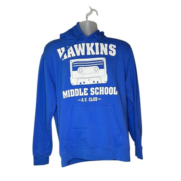 Hawkins Middle School A.V. Club Graphic Unisex Blue Hoodie Size Oversized Small - Picture 1 of 4